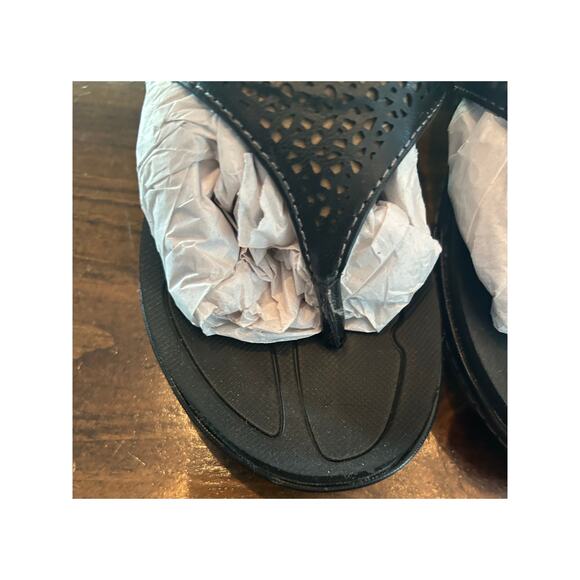 Dr Scholls Cork‎ Wedge Black Thong Sandals Cut Out Summer Spring Women's Size 9 - Picture 2 of 9